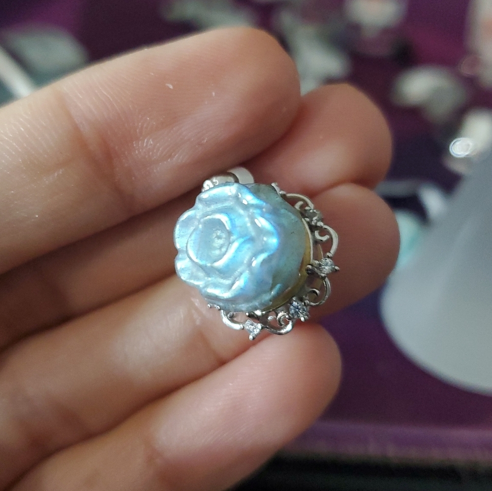 Labradorite Sterling Silver S295 Pendant with Iridescent Pale Blue Rose Stone - Picture 3 of 4